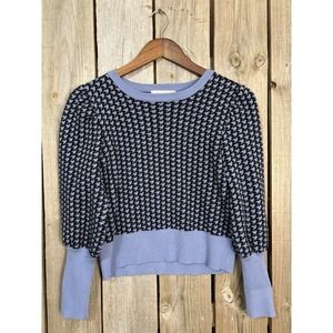 Houndstooth Puff Sleeve Sweater  🖤💙 Black/Blue‎ Knit Med Philosophy Republic